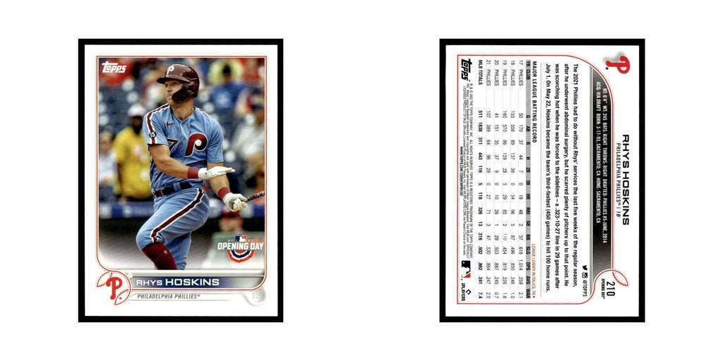 Rhys Hoskins 2022 Topps Opening Day #210 Philadelphia Phillies Baseball Card NM