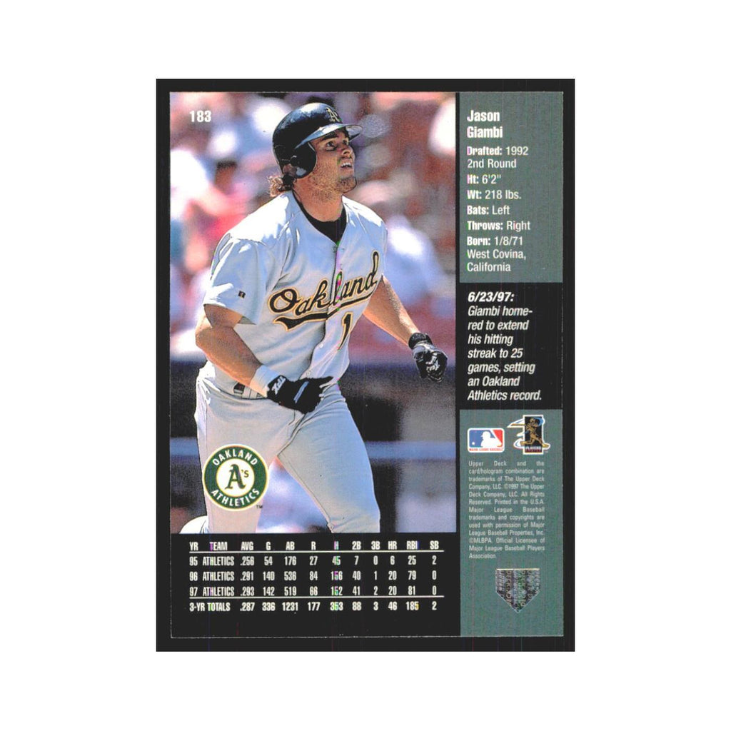 1998 Upper Deck Jason Giambi Athletics #183