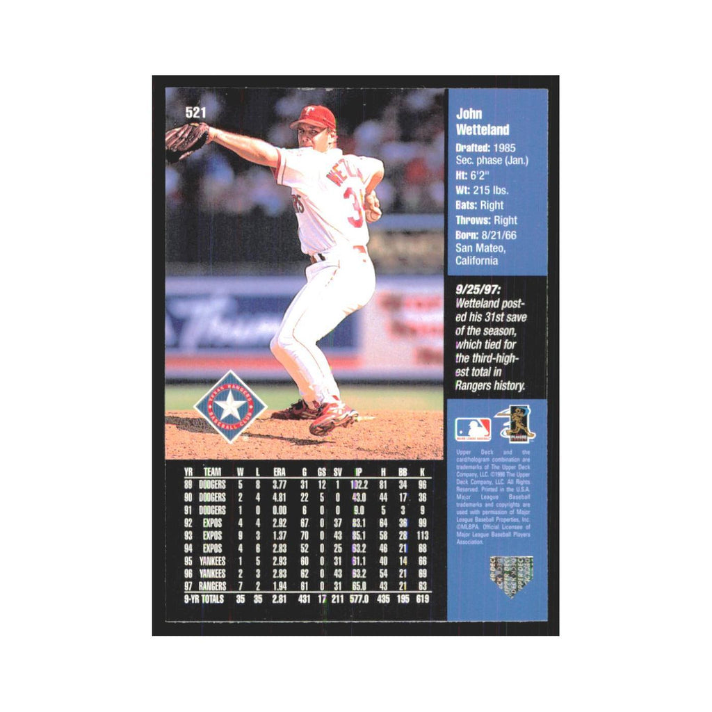 1998 Upper Deck John Wetteland Rangers #521