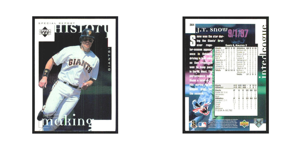1998 Upper Deck J.T. Snow Giants #364