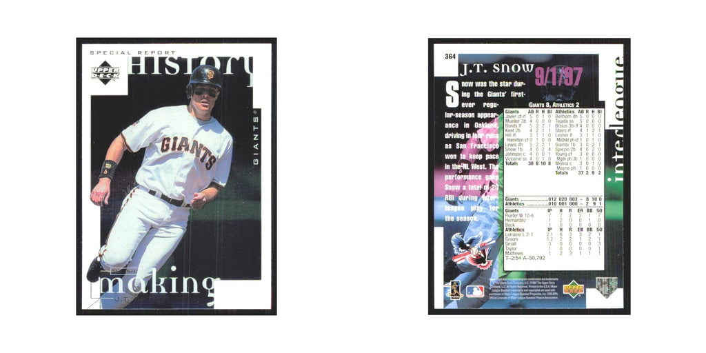 1998 Upper Deck J.T. Snow Giants #364