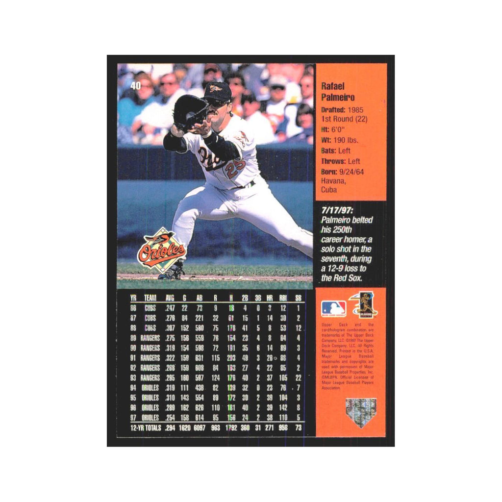 1998 Upper Deck Rafael Palmeiro Orioles #40