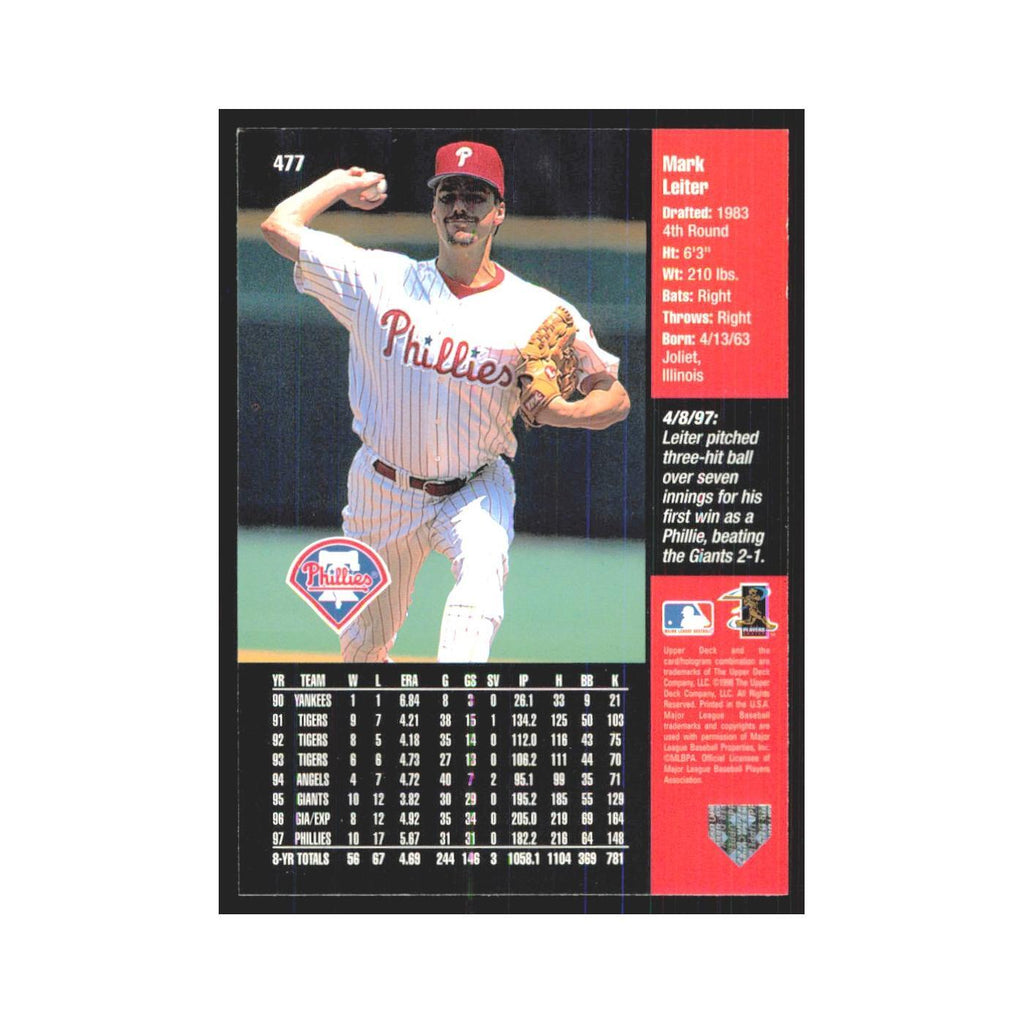 1998 Upper Deck Mark Leiter Phillies #477
