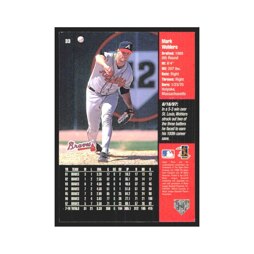 1998 Upper Deck Mark Wohlers Braves #33