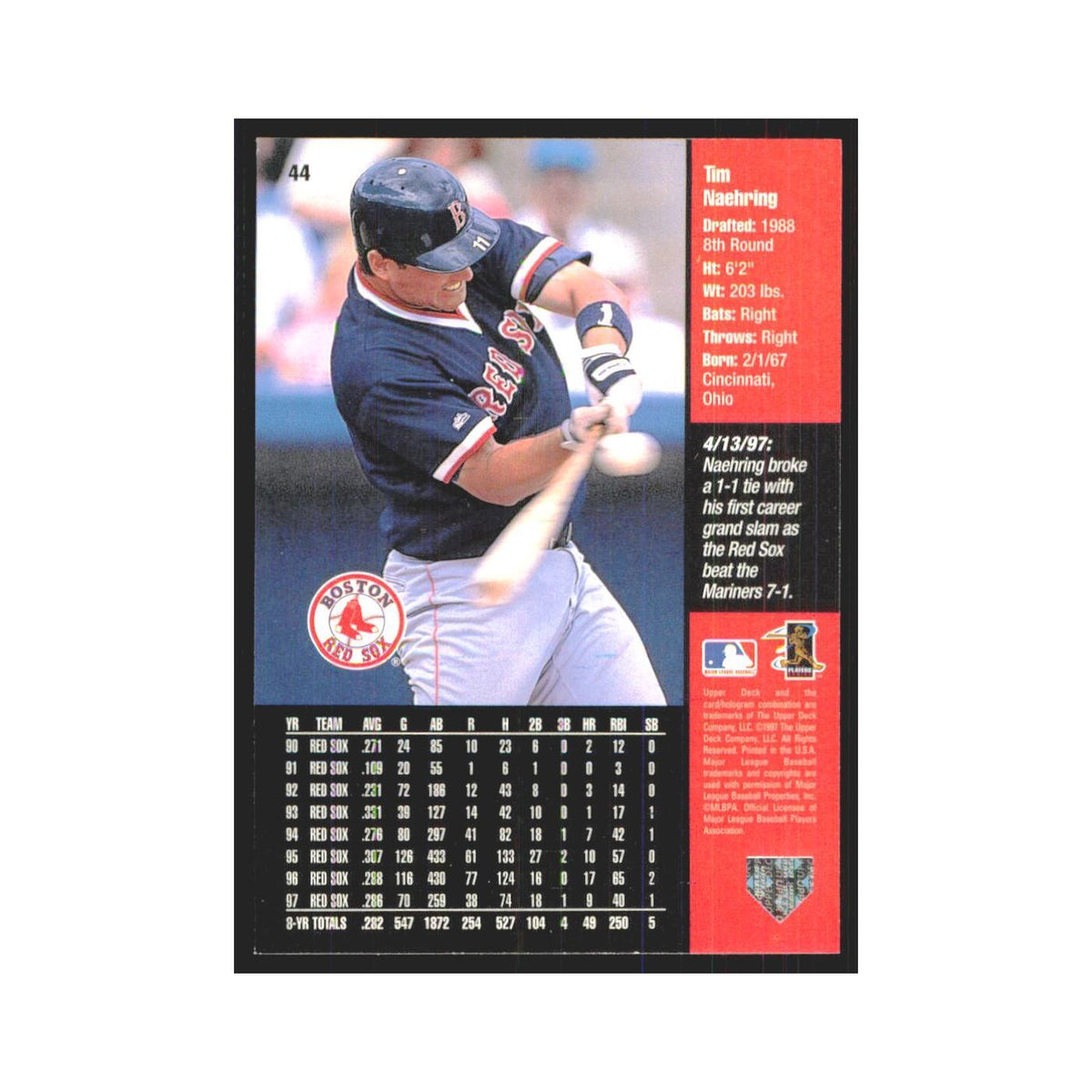 1998 Upper Deck Tim Naehring Red Sox #44