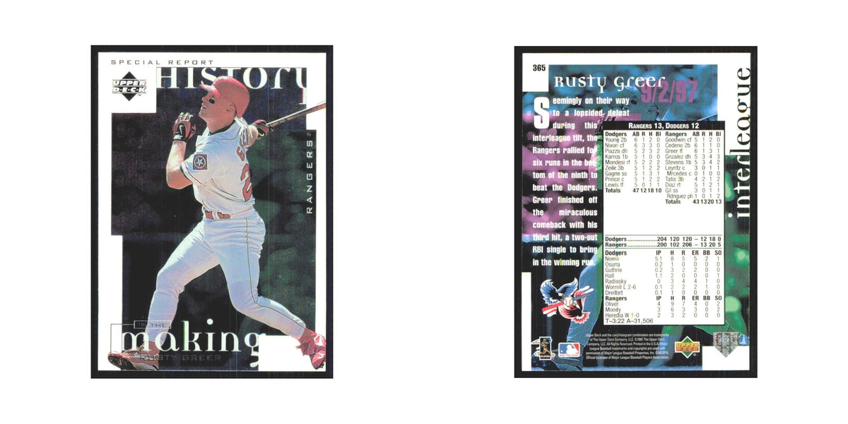1998 Upper Deck Rusty Greer Rangers #365
