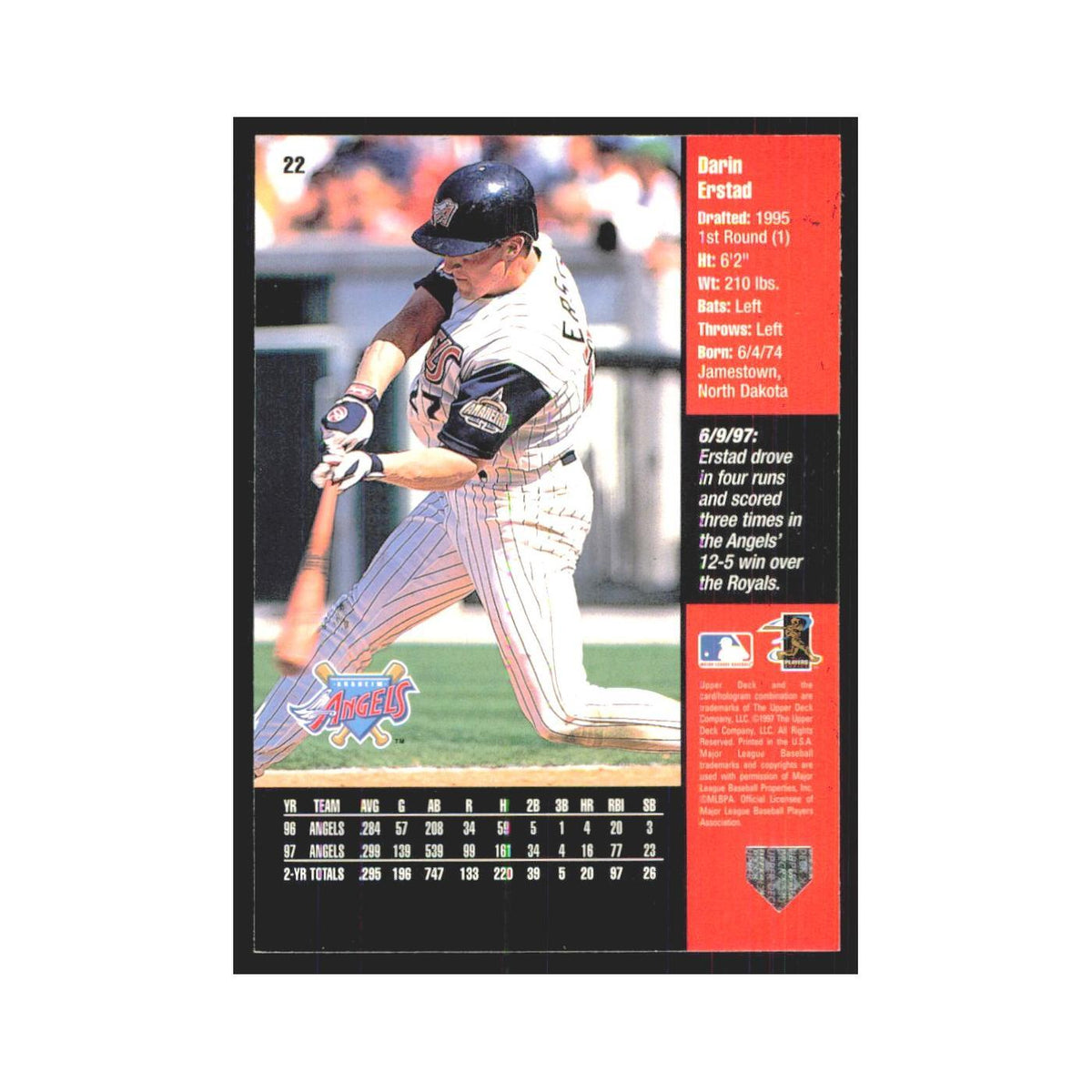 1998 Upper Deck Darin Erstad Angels #22