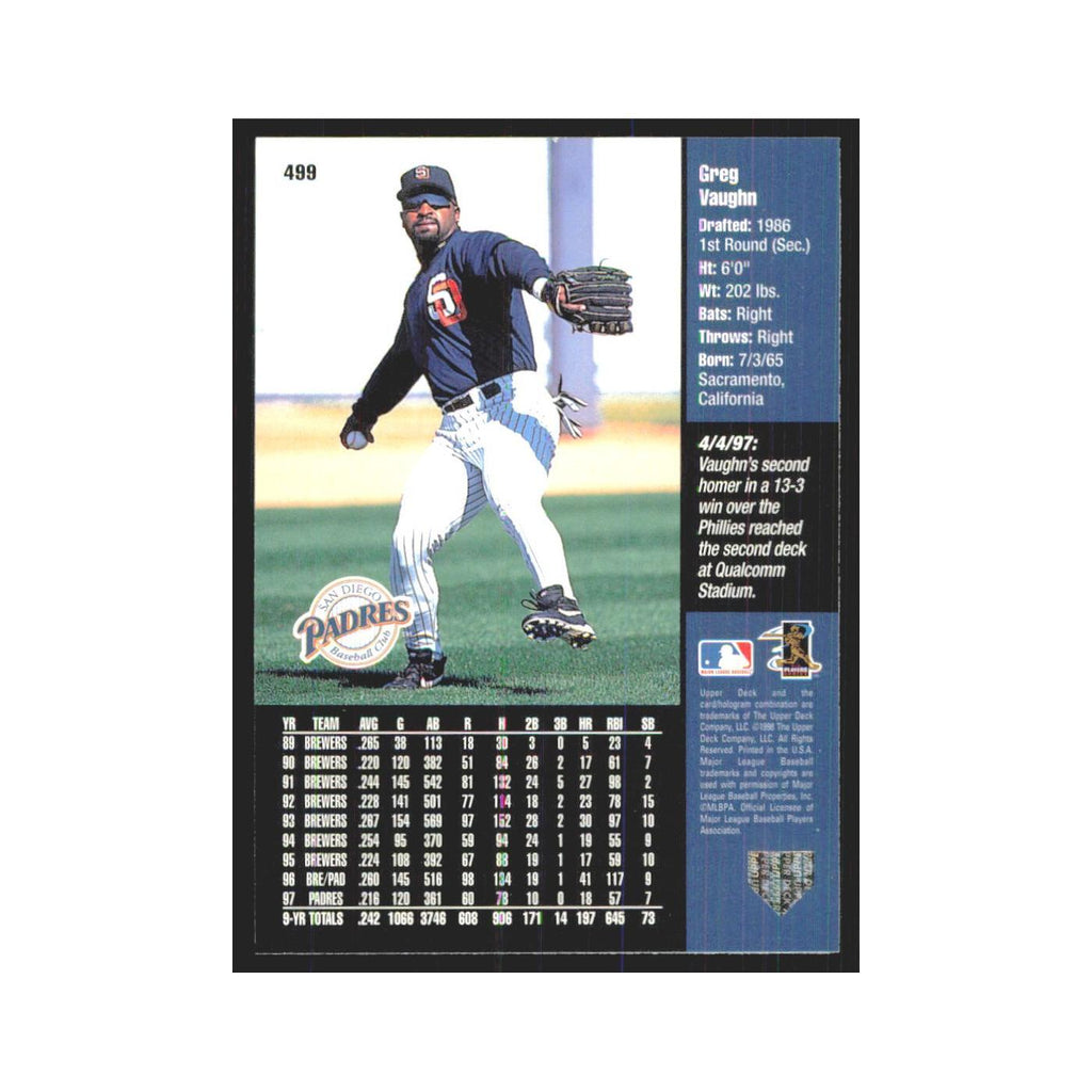 1998 Upper Deck Greg Vaughn Padres #499
