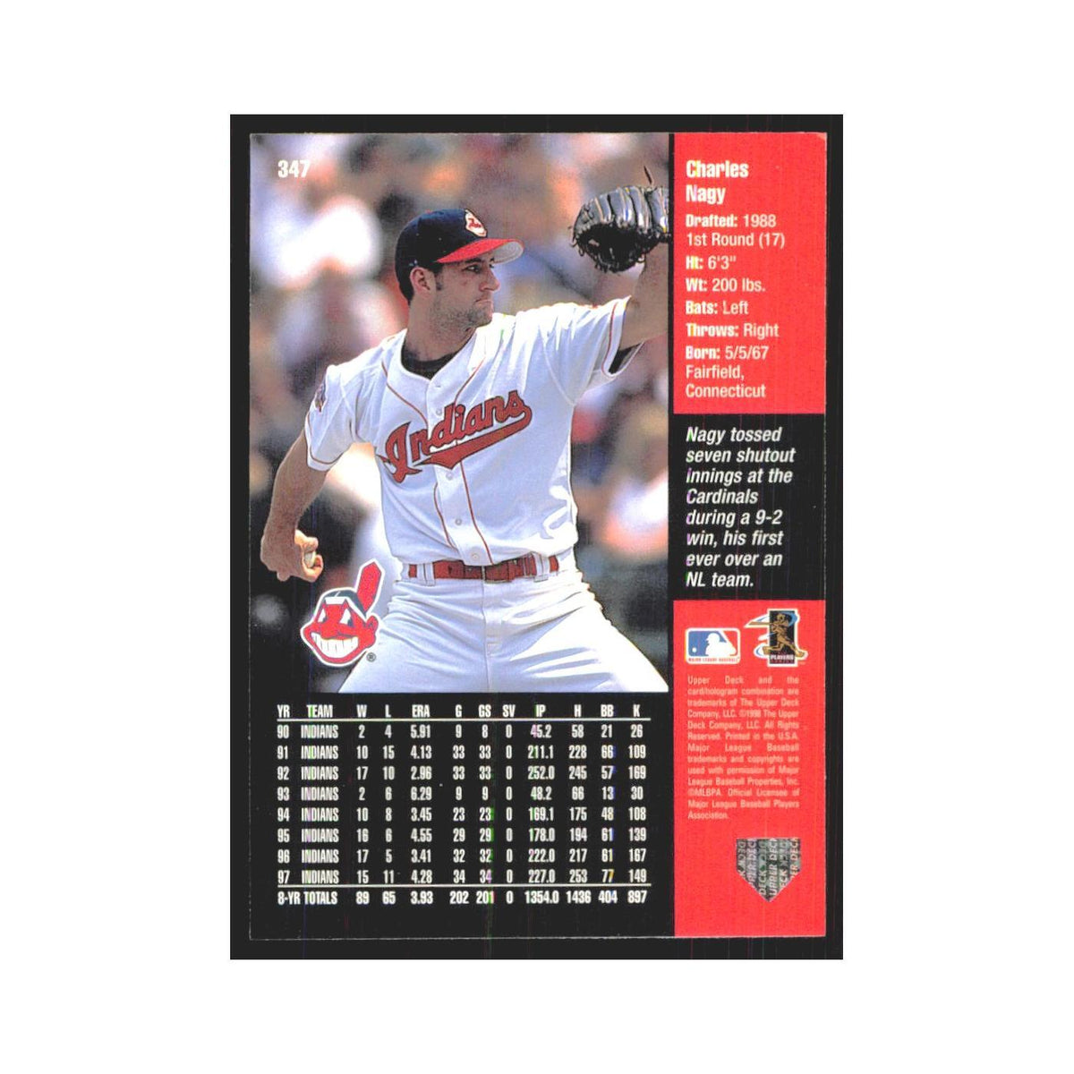 1998 Upper Deck Charles Nagy Indians #347