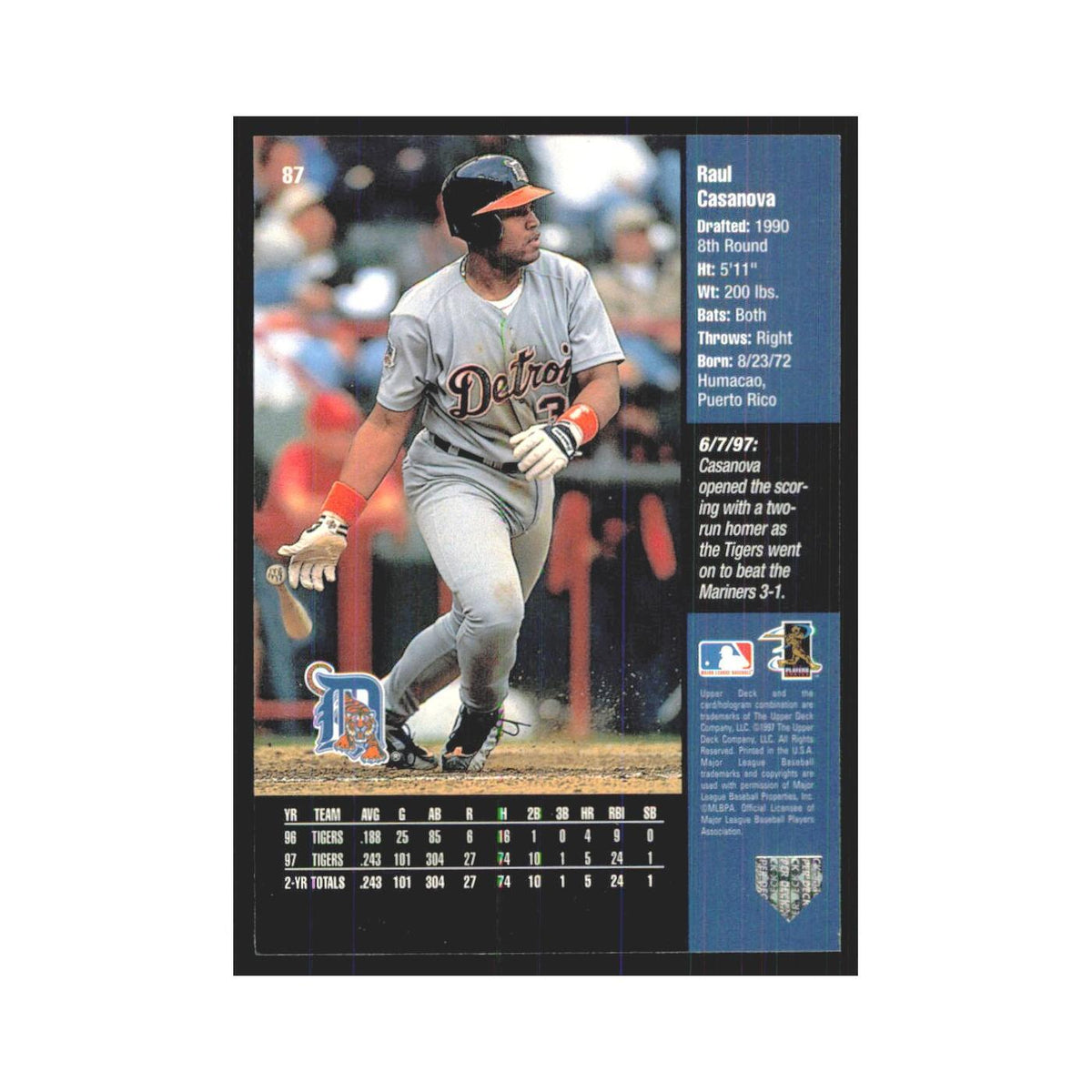 1998 Upper Deck Raul Casanova Tigers #87