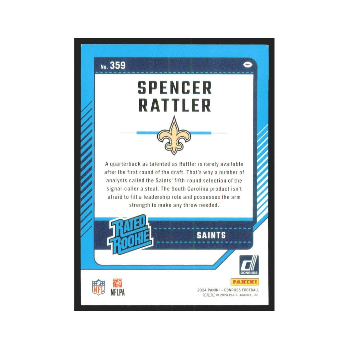 2024 Donruss Spencer Rattler RC Saints #359