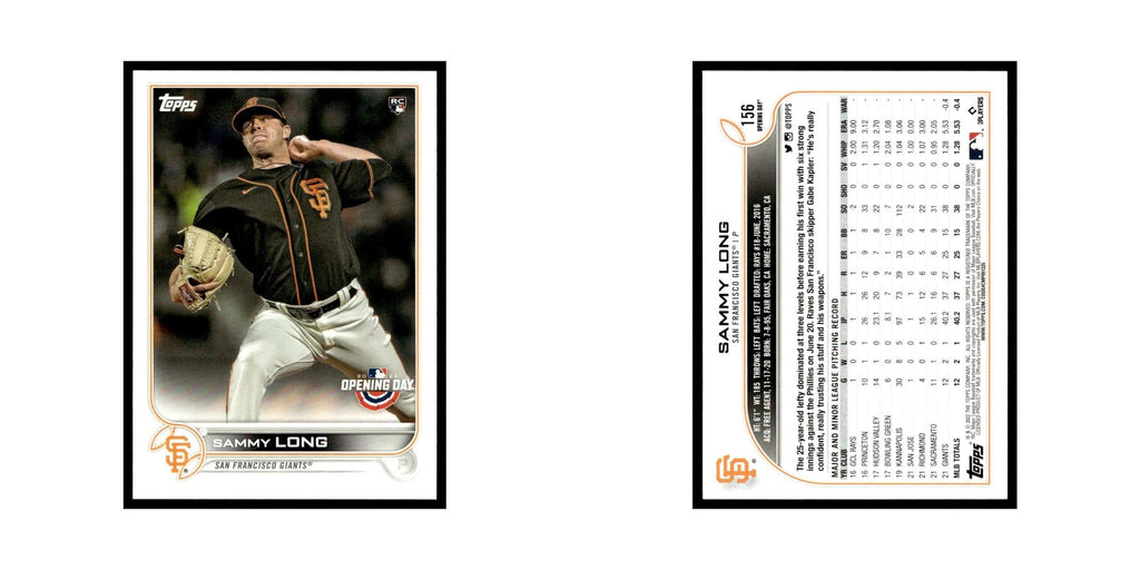 Sammy Long Rookie 2022 Topps Opening Day #156 San Francisco Giants NM