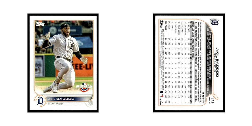 Akil Baddoo 2022 Topps Opening Day #188 Detroit Tigers Baseball Card NM