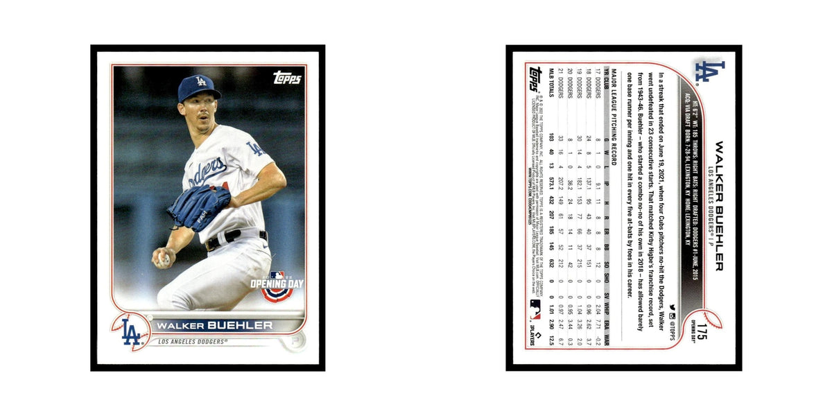Walker Buehler 2022 Topps Opening Day #175 Los Angeles Dodgers Baseball Card NM
