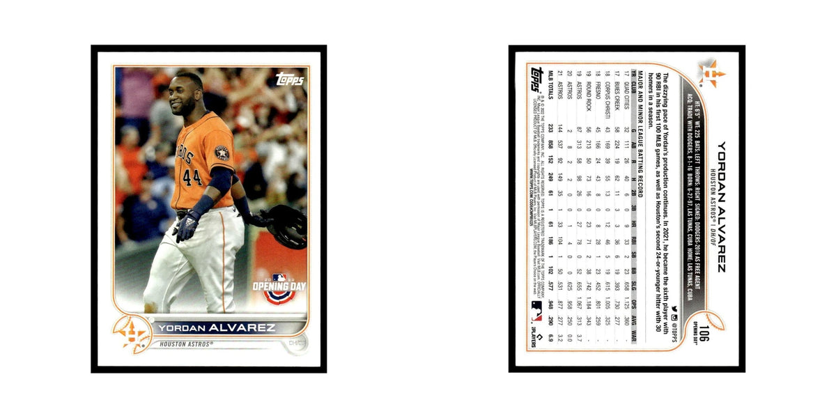 Yordan Alvarez 2022 Topps Opening Day #106 Houston Astros Baseball Card NM