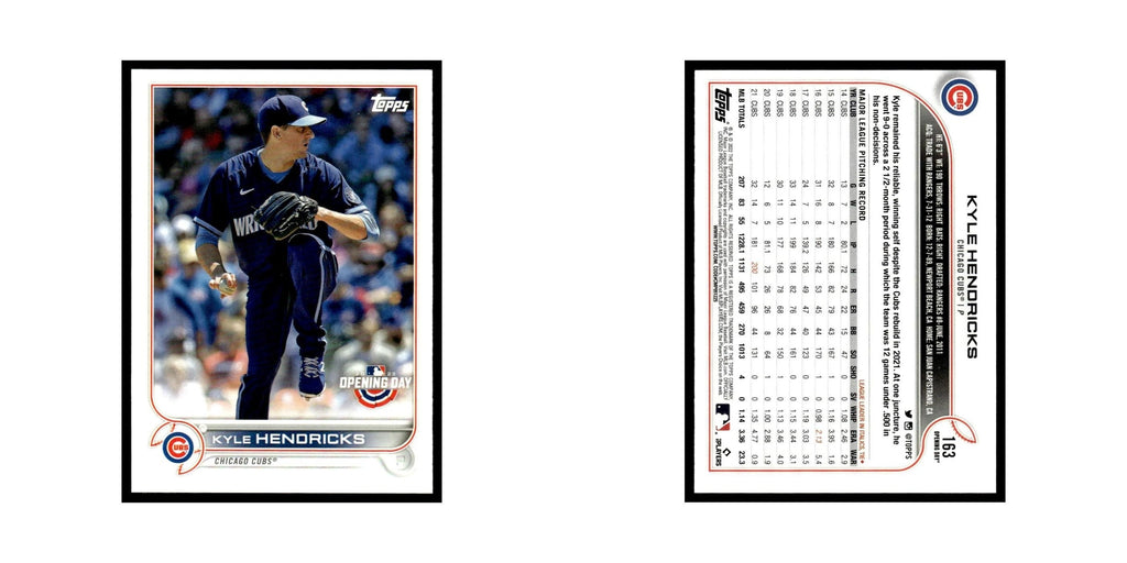 Kyle Hendricks 2022 Topps Opening Day #163 Chicago Cubs Baseball Card NM