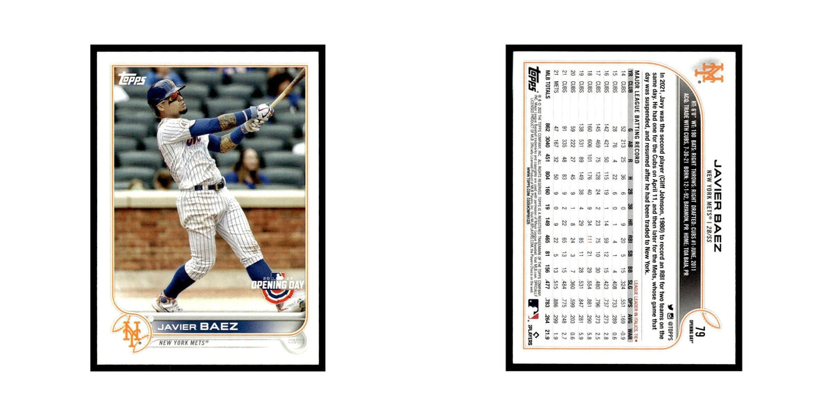 Javier Baez 2022 Topps Opening Day #79 New York Mets Baseball Card NM