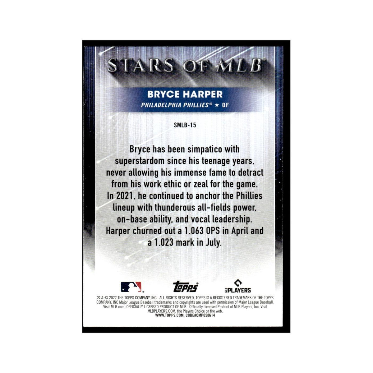 Bryce Harper 2022 Topps Opening Day #SMLB-15 Philadelphia Phillies NM