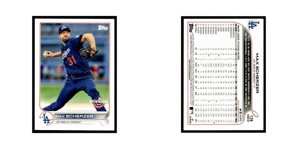 Max Scherzer 2022 Topps Opening Day #129 Los Angeles Dodgers Baseball Card NM