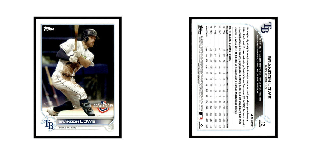 Brandon Lowe 2022 Topps Opening Day #12 Tampa Bay Rays Baseball Card NM