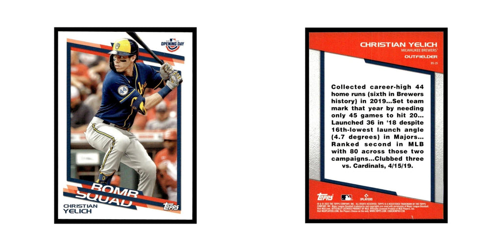 Christian Yelich 2022 Topps Opening Day #BS-25 Milwaukee Brewers NM