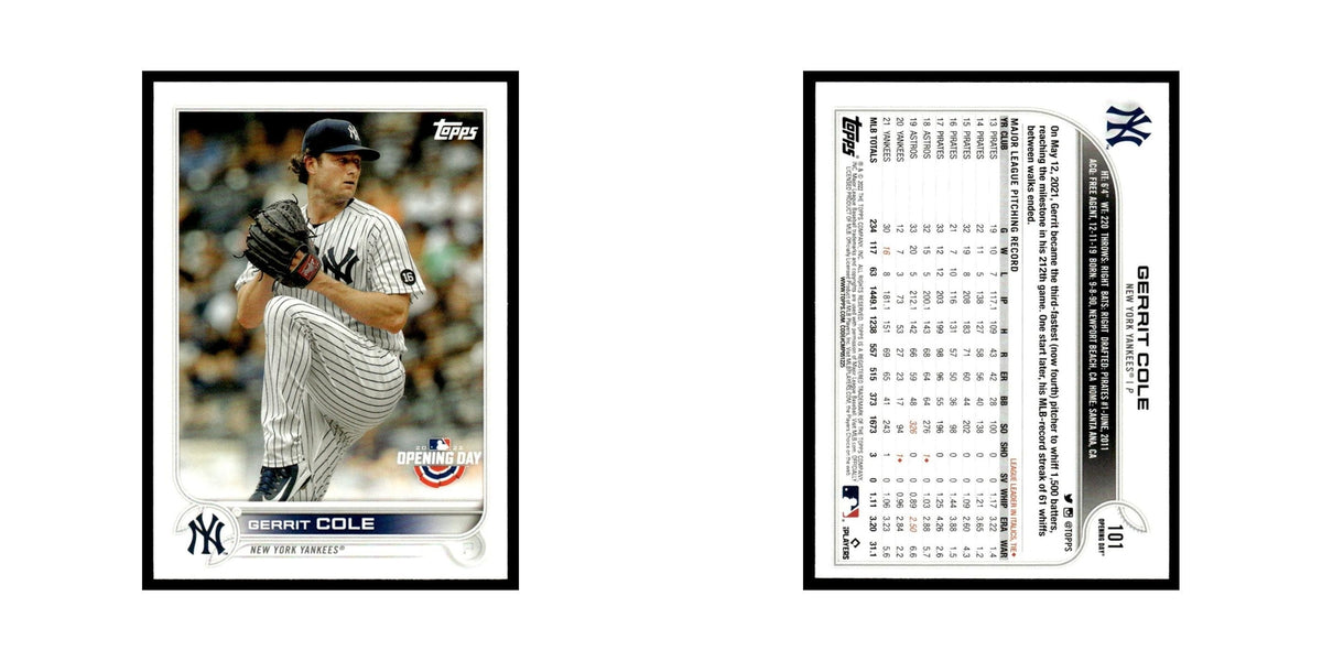 Gerrit Cole 2022 Topps Opening Day #101 New York Yankees Baseball Card NM