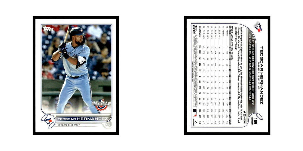 Teoscar Hernandez 2022 Topps Opening Day #109 Toronto Blue Jays Baseball Card NM