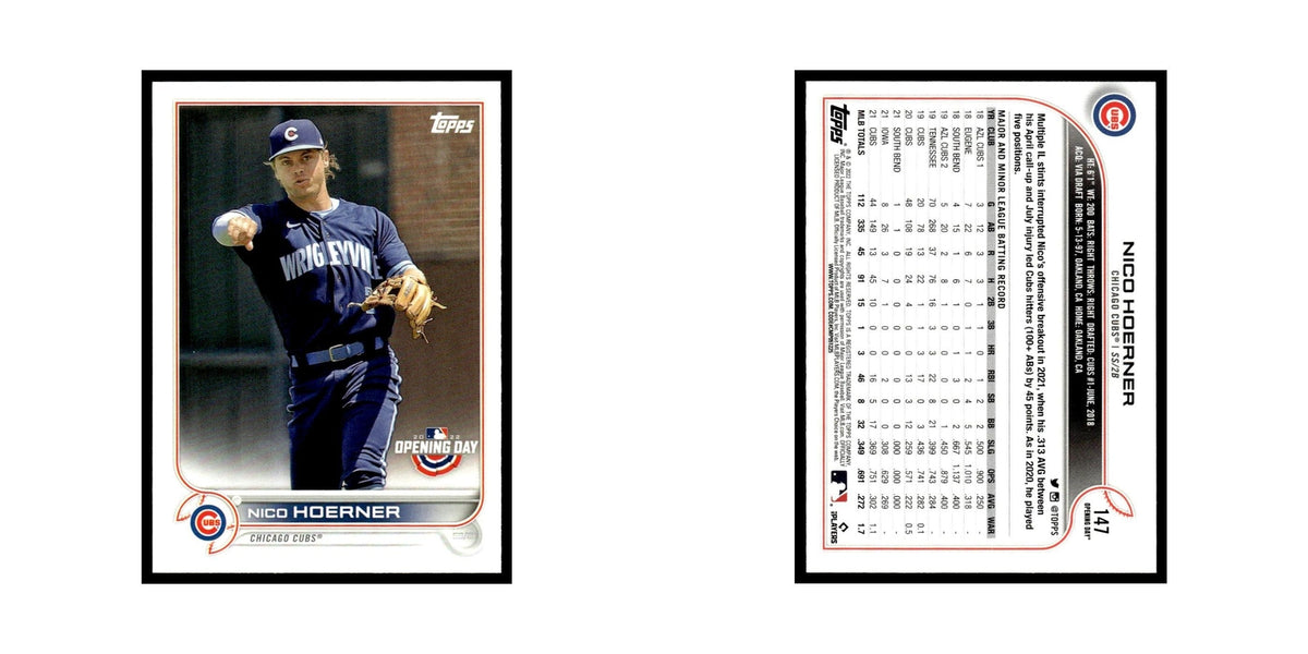 Nico Hoerner 2022 Topps Opening Day #147 Chicago Cubs Baseball Card NM