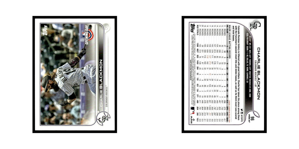 Charlie Blackmon 2022 Topps Opening Day #96 Colorado Rockies Baseball Card NM