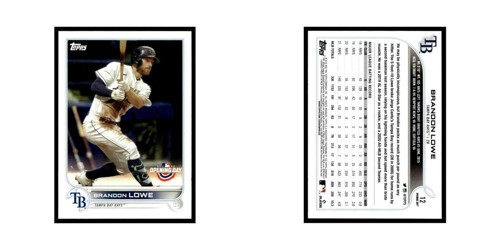 Brandon Lowe 2022 Topps Opening Day #12 Tampa Bay Rays Baseball Card NM