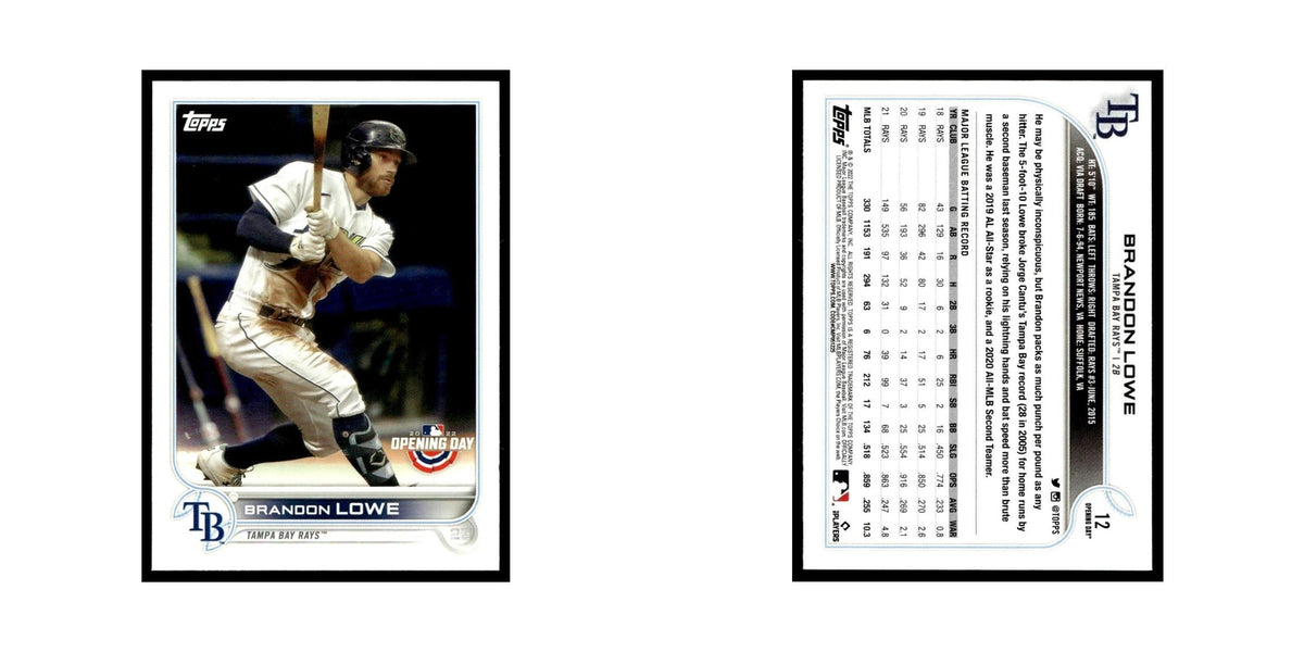 Brandon Lowe 2022 Topps Opening Day #12 Tampa Bay Rays Baseball Card NM