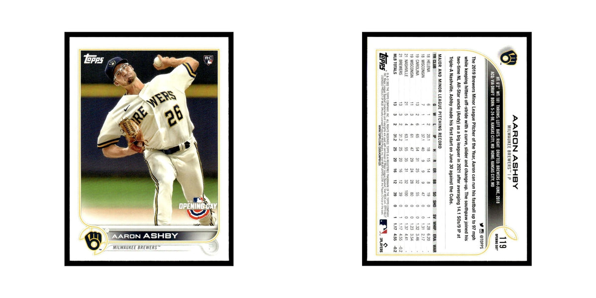 Aaron Ashby Rookie 2022 Topps Opening Day #119 Milwaukee Brewers NM