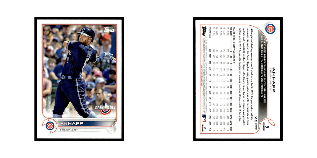Ian Happ 2022 Topps Opening Day #9 Chicago Cubs Baseball Card NM