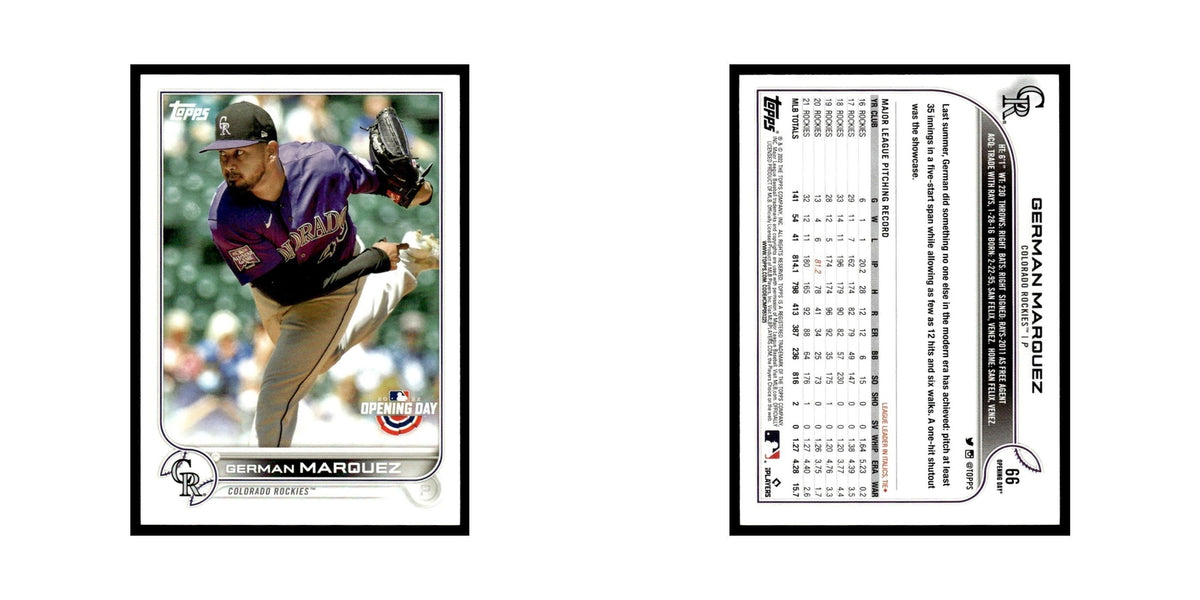 German Marquez 2022 Topps Opening Day #66 Colorado Rockies Baseball Card NM