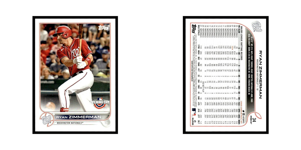 Ryan Zimmerman 2022 Topps Opening Day #34 Washington Nationals Baseball Card NM