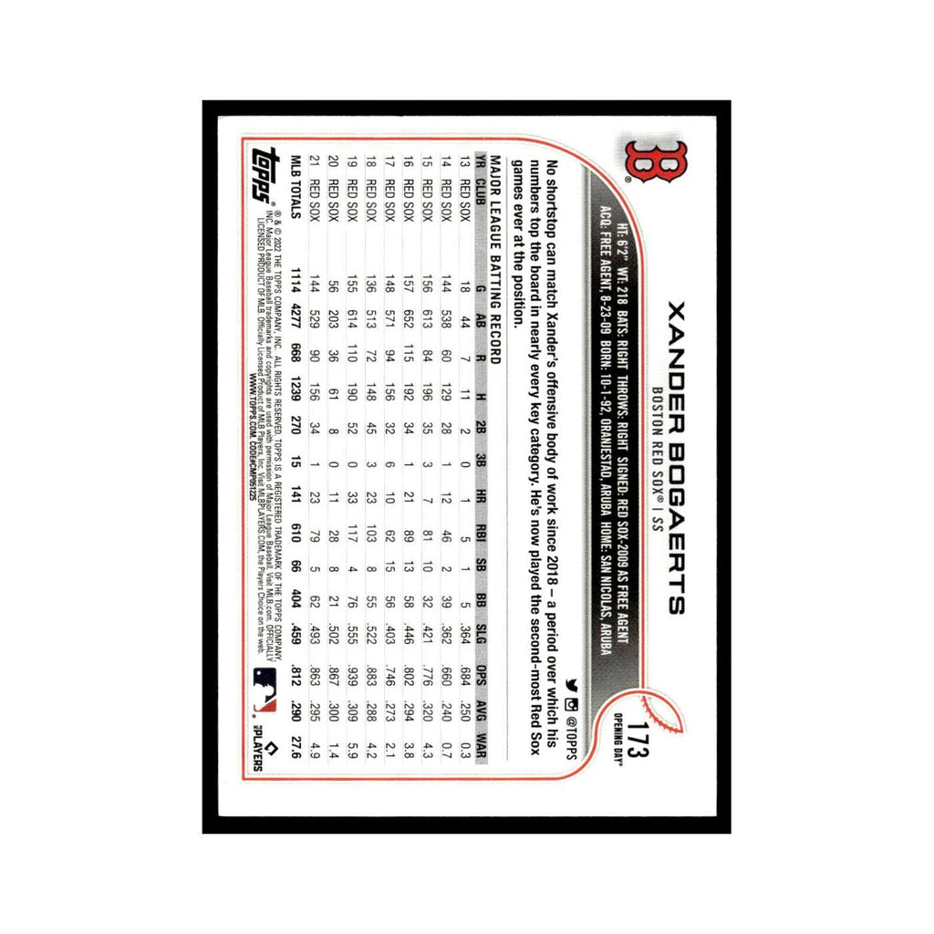 Xander Bogaerts 2022 Topps Opening Day #173 Boston Red Sox Baseball Card NM