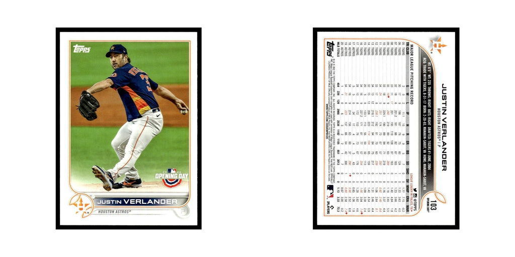 Justin Verlander 2022 Topps Opening Day #103 Houston Astros Baseball Card NM