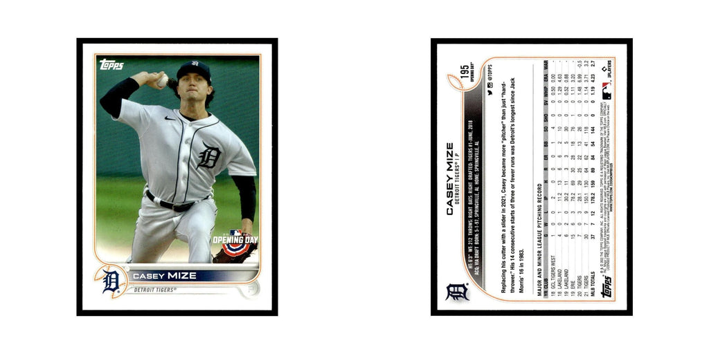 Casey Mize 2022 Topps Opening Day #195 Detroit Tigers Baseball Card NM