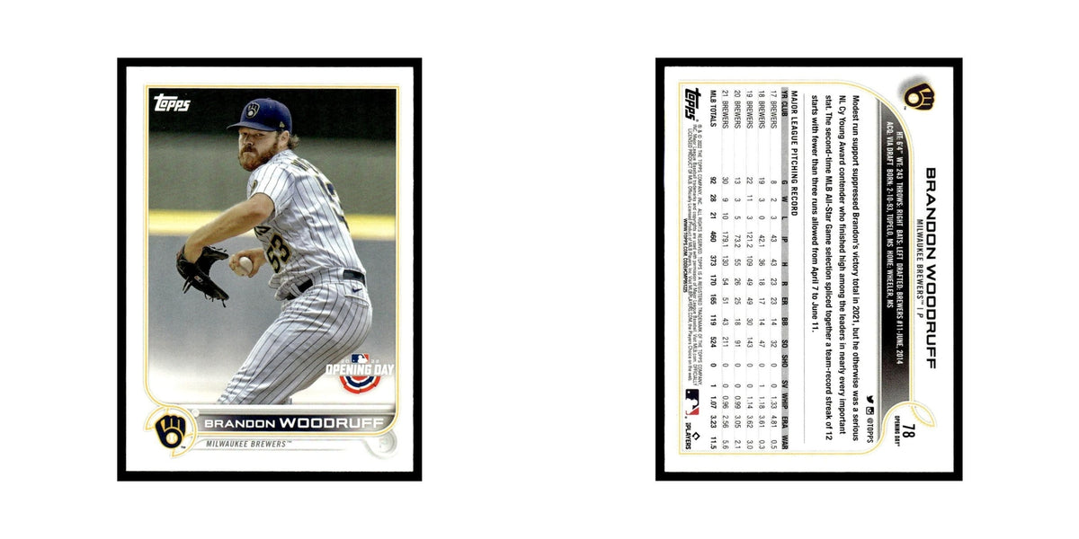 Brandon Woodruff 2022 Topps Opening Day #78 Milwaukee Brewers Baseball Card NM