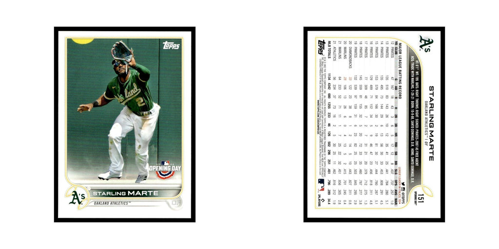 Starling Marte 2022 Topps Opening Day #151 Oakland Athletics Baseball Card NM