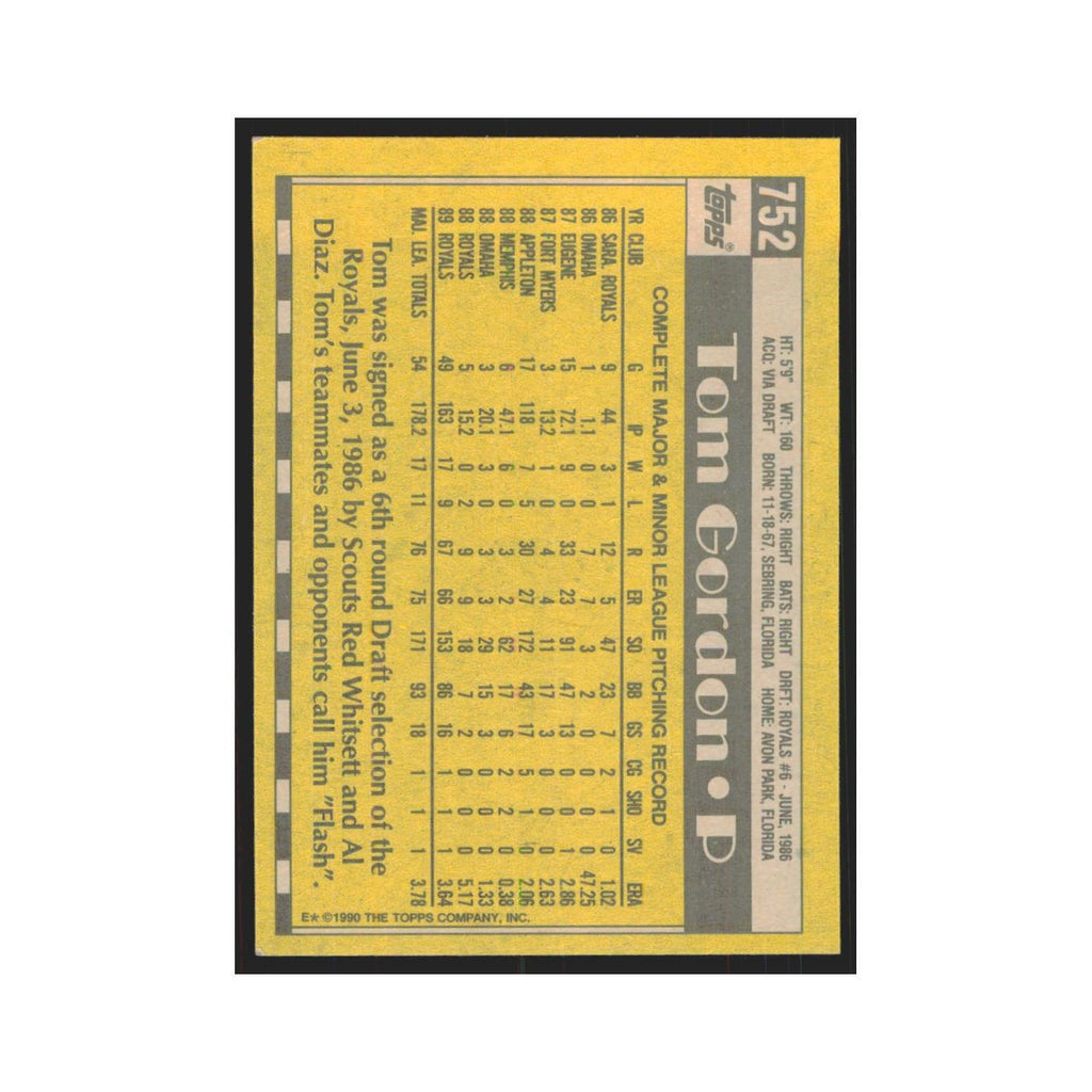 1990 Topps Tom Gordon Royals #752