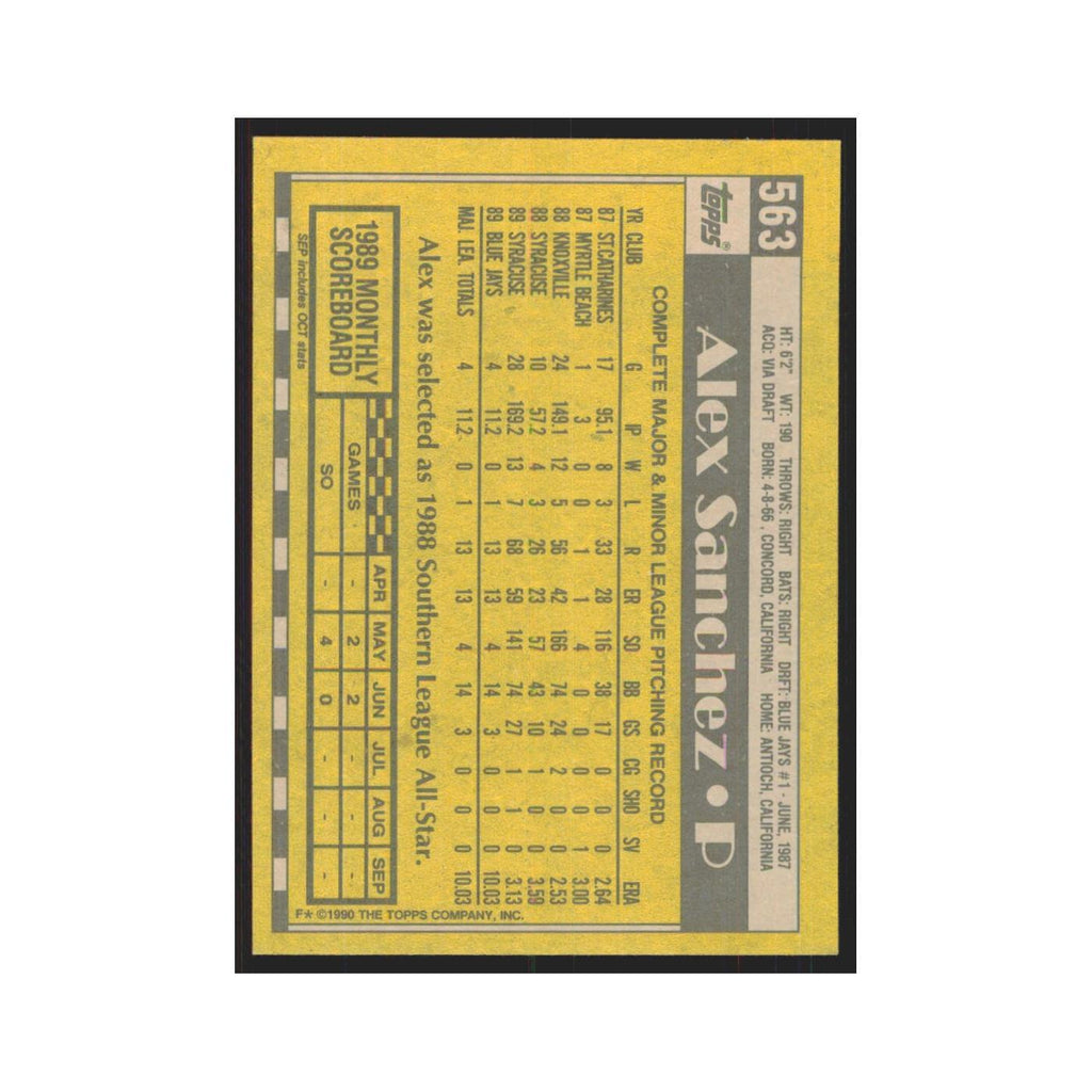 1990 Topps Alex Sanchez Blue Jays #563