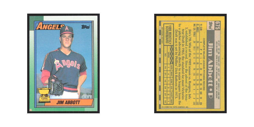 1990 Topps Jim Abbott Angels #675