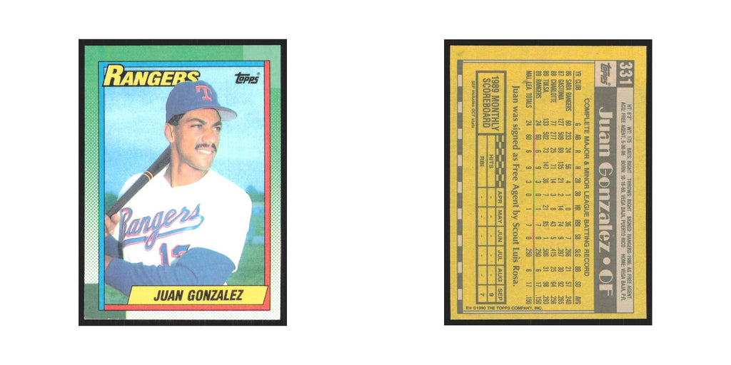 1990 Topps Juan Gonzalez Rangers #331