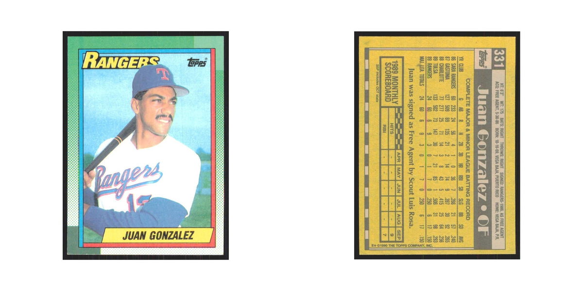 1990 Topps Juan Gonzalez Rangers #331