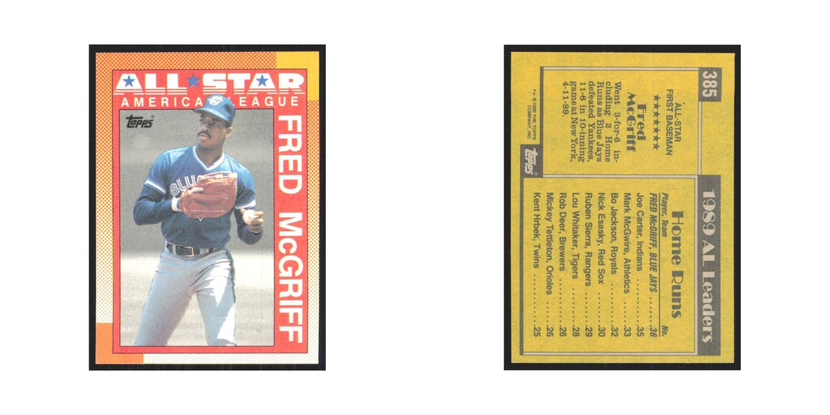 1990 Topps Fred McGriff Blue Jays #385