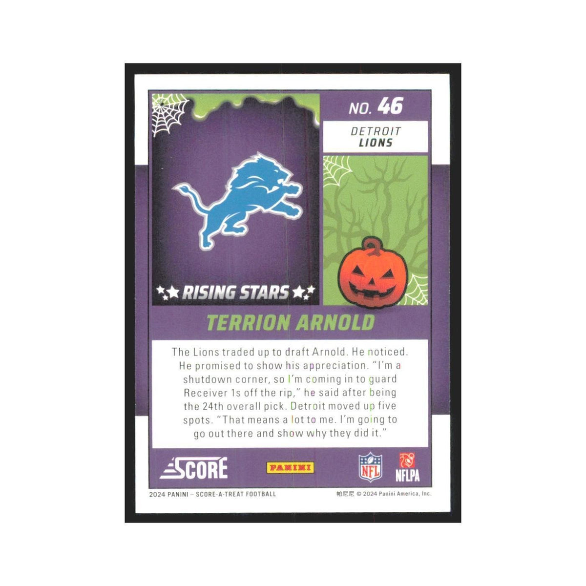 2024 Score-A-Treat Terrion Arnold RC Lions #46