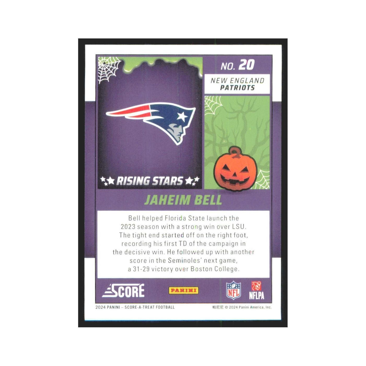 2024 Score-A-Treat Jaheim Bell RC Patriots #20