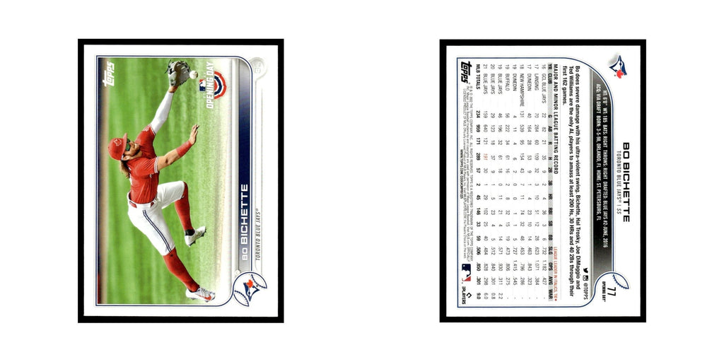 Bo Bichette 2022 Topps Opening Day #77 Toronto Blue Jays Baseball Card NM