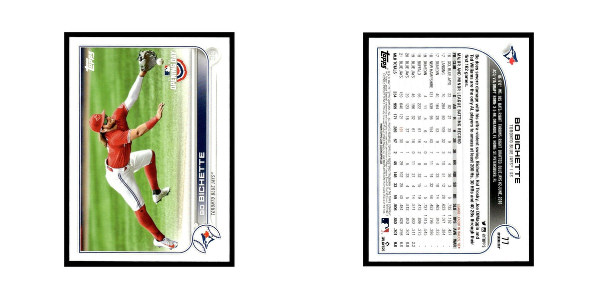 Bo Bichette 2022 Topps Opening Day #77 Toronto Blue Jays Baseball Card NM